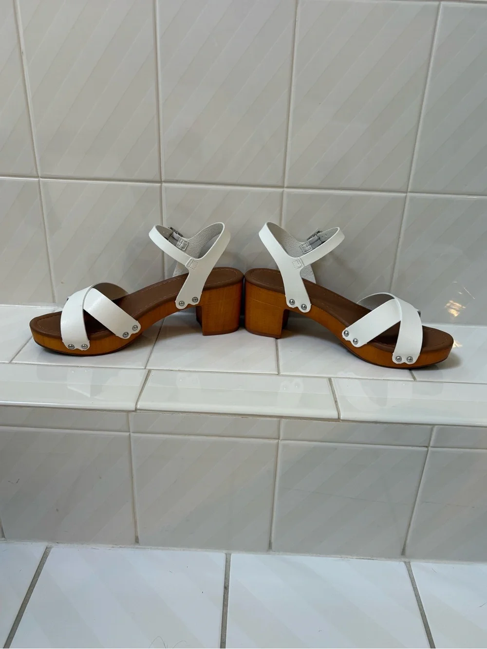 Cushionaire White Ankle-Strap Block Heel Sandal - Picture 6 of 12
